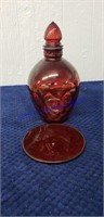 Wheaton ruby red reverse honeycomb glass decanter
