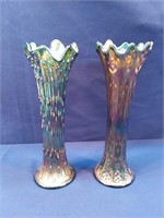 Carnival Glass Vases 11"