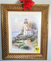 Pretty Framed Lighthouse Print, 15" X 18"