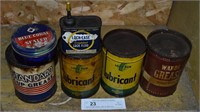 6pcs Vintage Grease, Lube, & Other Cans