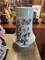 Asian Porcelain Signed Vase with Crane Motif