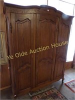 Dark Oak Country French Three Door Wardrobe