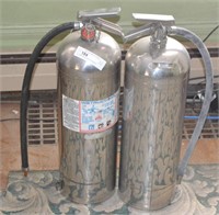 2 Vintage Stainless Steal Fire Extinguishers