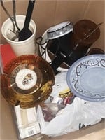 Box full of misc glassware and collectibles