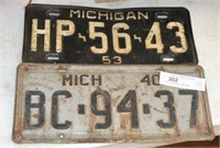 1940 & 1953 Michigan License Plates