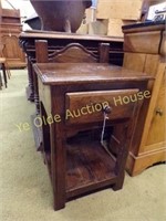 Rustic Heavy Oak Telephone Table With Drawer