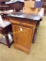 Marble Topped Tiger Oak Farmhouse Washstand