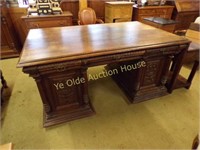 Renaissance Revival Highly Carved Partner's Desk