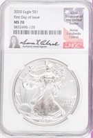 Coin 2020 Silver Eagle $1 First Day of Issue MS 70