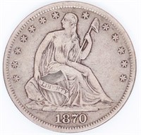 Coin 1870 Seated Liberty Half Dollar In XF
