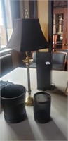 Pair of Lamps, trash can, decorative container