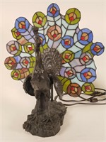 Peacock stained glass accent lamp