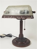 Frosted glass shade metal desk lamp