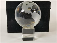 Shannon Crystal etched globe & pedestal