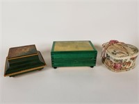 Reuge music box and 2 more jewelry boxes