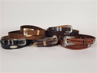 5 western style leather belts