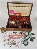 Jewelry box with sterling & costume jewelry