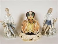 3 figurines, seated woman, man & woman