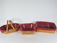 3 Longaberger baskets, Christmas & organizer