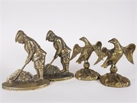 2 pair brass bookends, golfer & eagles