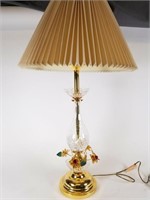 Brass flower with glass table lamp