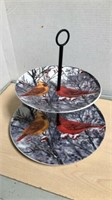 2 Tier Round Cardinals Sweets Plates