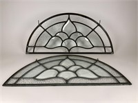 2 arched glass panels / door toppers
