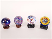 Large art glass marbles & paperweight