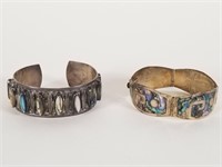 2 Sterling silver & abalone bracelets