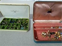 Two small jewelry boxes of mostly pierced earrings