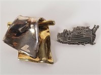 2 sterling silver brooch pins