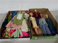 Two boxes Barbie dolls and clothes