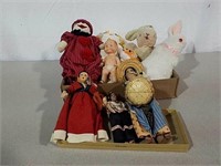 Two boxes dolls and stuffed animals