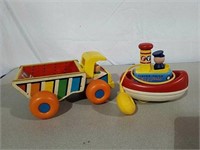Fisher Price dump truck and tuggy Tooter