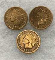 1887, 1888, 1889 Indian Head Pennies