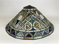 Leaded lamp shade w/ stained glass
