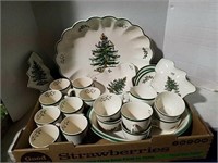 Spode Christmas Tree plates, cups and saucers,