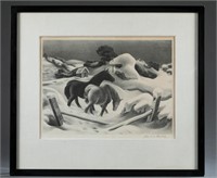 John De Martelly. Lithograph. White Pastures. 1939