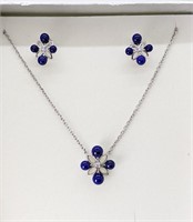 Sterling Silver & Lapis Necklace & Earring Set