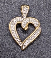 10 Kt Yellow Gold Diamond Heart Pendant