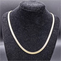 Gold Tone Herringbone Necklace - 17"