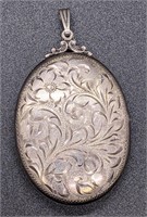 Large Vintage Sterling Silver Engraved Locket