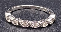 Sterling Silver Twisted Bead Band - Size 7