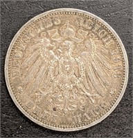 1913 Prussia Silver 3 Mark Coin