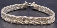 Sterling Silver Diamond Cut Bracelet - 7.25"