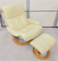 J E Ekornes Stressless Leather Chair w/ Ottoman