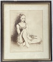 Moses Soyer Framed Lithograph
