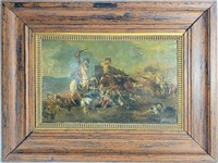 Antique European Painting Oil On Board
