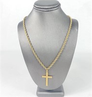 14K Gold Chain w/ 14K Gold Cross Pendant  18.4g