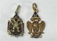 (2) 14K Gold Masonic Pendants  18.5g